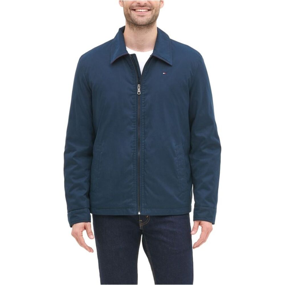 Tommy Hilfiger Mens Classic Front-Zip Filled Micro-Twill Shirt Jacket, NWT